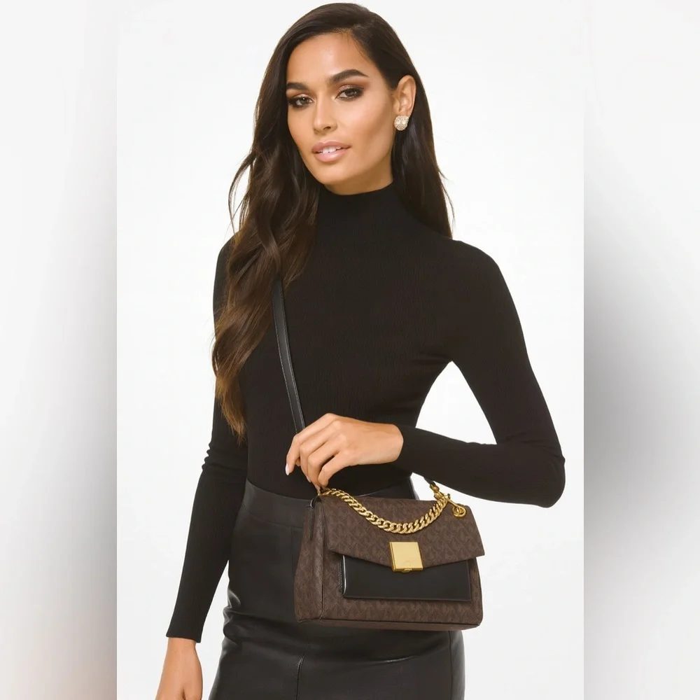 NWT Michael Kors Lita Medium Shoulder Bag – Brown